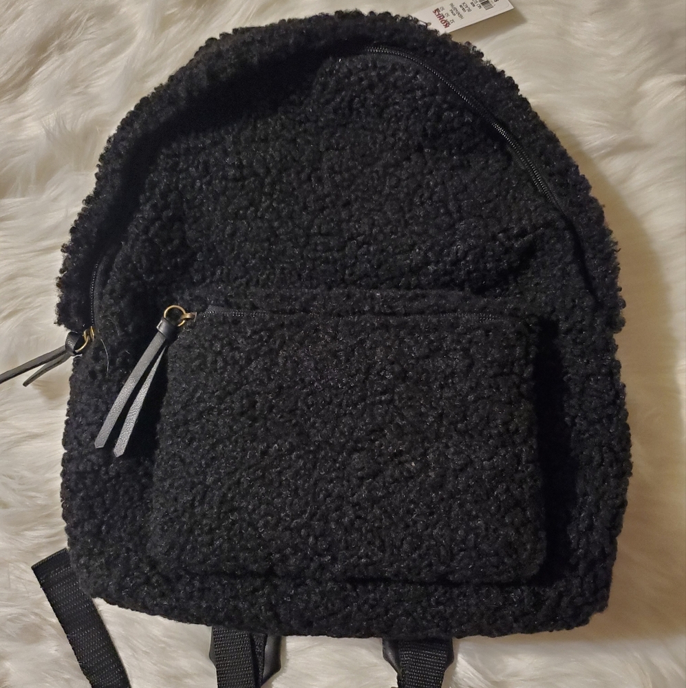 Cozy Black Sherpa Backpack